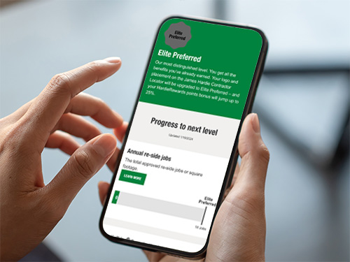 contractor participating in loyalty program viewing progress on mobile device